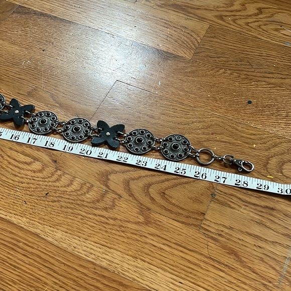 Vintage metal and leather and chain belt - Picture 4 of 4